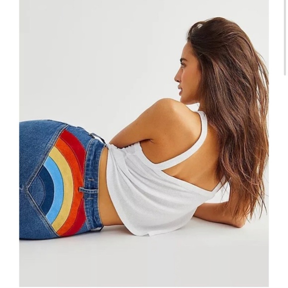 New🌟 Free People-Somewhere Over The Rainbow Jeans - Picture 5 of 8